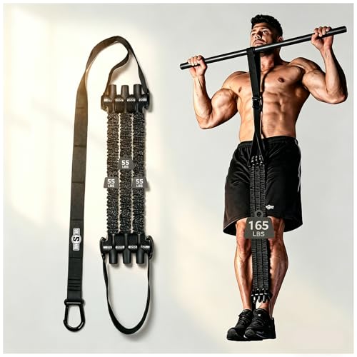 Innstar Pull Up Assistance Bands, Heavy Duty Resistance Band for Pull Up Assist, Adjustable Resistance 165-265lbs with Fabric Feet/Knee Rest, Pull Up Bands Assistance Bands