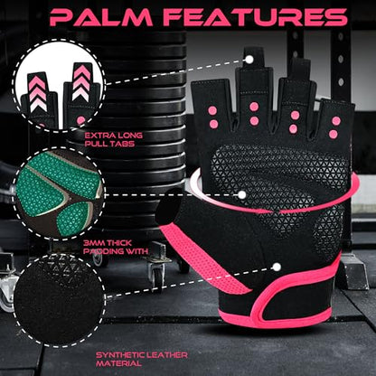 Workout Gloves for Men & Women - Fingerless Gym Gloves with Palm Protection, Breathable & Lightweight for Weightlifting, Cycling & Pull Up