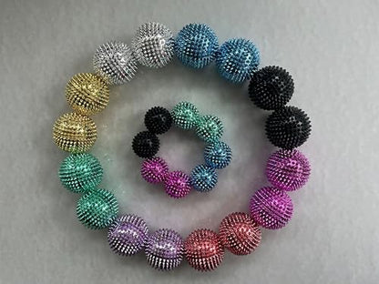 2X Spiky DBT Skill Balls | 2inch | Magnetic Stress Relief Balls | Spiky Massage Balls for Relaxation, Tension Release, Focus & Mobility (Rainbow) - color: Rainbow