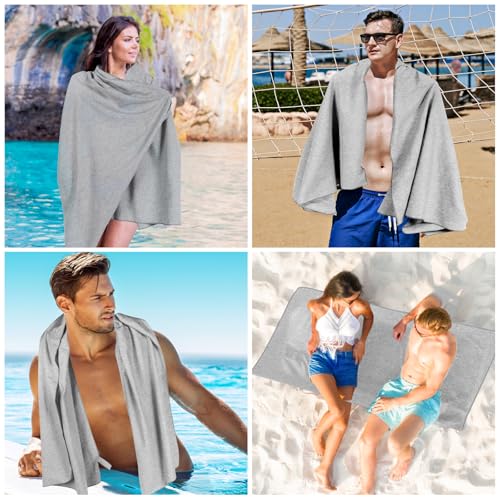 Quick Dry Microfiber Towel for Camping,Beach Travel Body Gym Hiking Swimming Pool Yoga Mat Towels (Grey, 30X60 Inch)