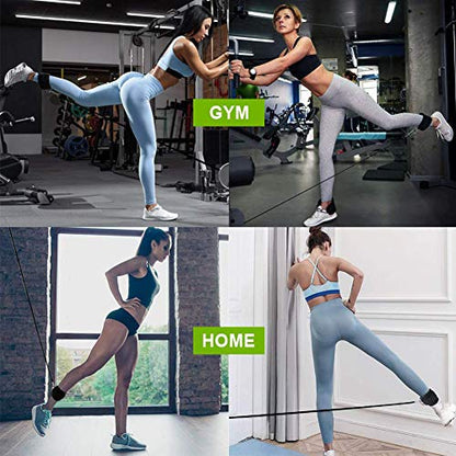 8 Pcs Resistance Bands Set Workout Bands for Leg and Butt, Fabric Non Slip Training Exercise Band with 2 Legs Ankle Straps Door Anchor for Men Women Home Fitness Gym Yoga Squat Glute