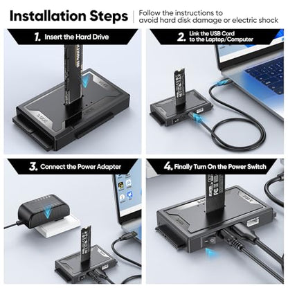 Hard Drive Reader 4-in-1, M.2 SATA IDE to USB Dock Ultra Data Retrieval Kit