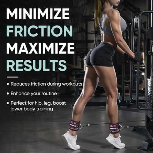 APEXUP Ankle Strap for Cable Machine, Ankle Resistance Bands, Cable Kick Back Ankle Straps for Gym, Glute Workouts, Leg Extensions, Adjustable Straps with Neoprene Padding - color: Pink Camo, style: Pair