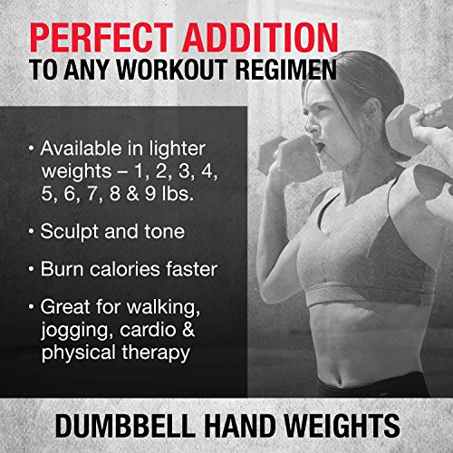 SPRI Dumbbells Hand Weights Set of 2 - Vinyl Coated Exercise & Fitness Dumbbell for Home Gym Equipment Workouts Strength Training Free Weights for Women, Men (1-10 Pound, 12, 15, 18, 20 lb) - color: (A) Pink | 1-Pound