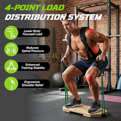 Belt Squat Harness Vest for Resistance Bands, Adjustable Squat Vest with Padded Shoulder Support,Lower Body Leg Day Equipment for Glutes & Quads，Home Gym Training