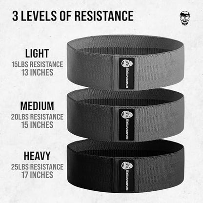 Hip Bands for Booty Workouts | Non Slip Fabric Band Set with 3 Levels - Resistance Bands for Legs & Hip - for Men & Women