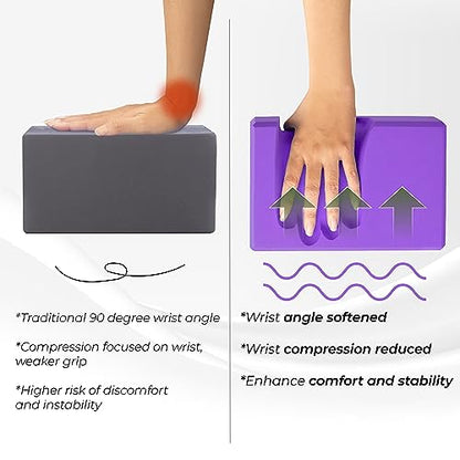 Yes4All Yoga Blocks 2 Pack Wrist Support, Comfort, and Grip Strength, Support for Balance Fitness and Exercise, EVA Foam Blocks Pilates Yoga Brick Yoga Accessories