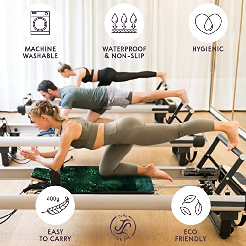 Pilates Reformer Mat and Towel - Exercise Fitness Gym Mat - Mini Travel Yoga Mat With Black Rubber Backing - Lightweight Non-Slip Portable Mat With Carry Bag - Pilates Socks Optional - color: Patronus Forest