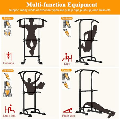 SogesPower Power Tower Dip Station Pull Up Bar for Home Gym Adjustable Height Strength Training Workout Equipment,Pull Up Bar Station
