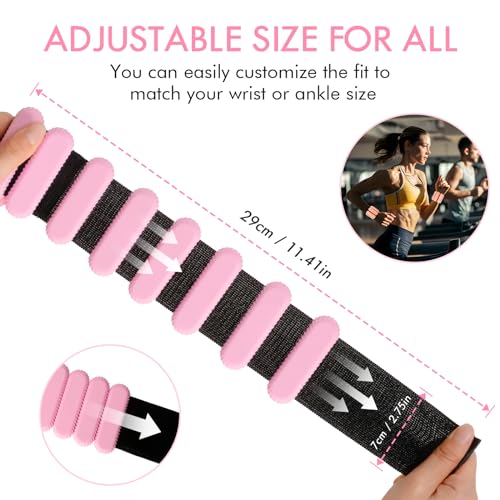 Wrist Ankle Weights for Women, Adjustable Ankle Weights Strength Training Silicone Bracelets Workout Wrist Ankle Weights for Men Women Yoga Running Dance Ankle Arm Leg Weights (2lb)