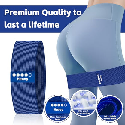 Resistance Bands for Working Out - Exercise Bands Set with Workout Guide - Fabric Elastic Bands for Physical Therapy - Fitness Bands Ideal for Legs Hip Glute