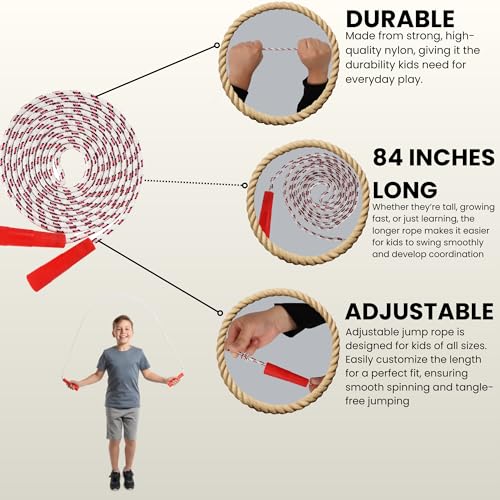 ArtCreativity 84 Inch Nylon Ropes for Kids - Pack of 12 - Durable Jump Ropes with Plastic Handles - Healthy Indoor and Outdoor Activity, Classroom Gifts, Party Favors, Gifts for Boys and Girls