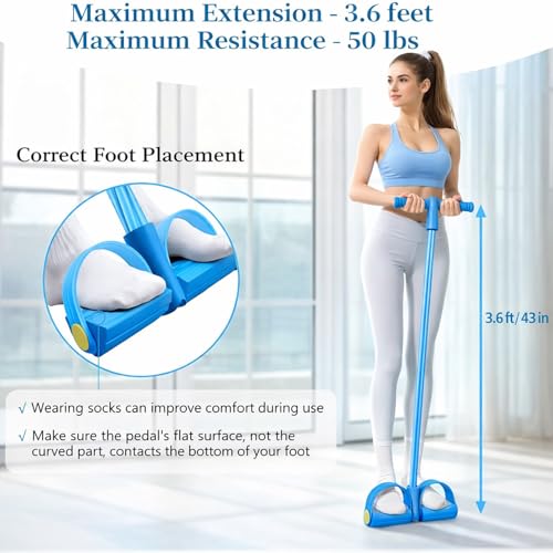 Pedal Resistance Bands with Handles, 6 Tube Exercise Bands for Full Body Workout, Home Gym Strength Training Equipment, Sit Up Pull Rope Fitness Band for Women and Men