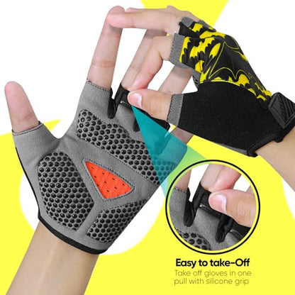 Half Finger Kids Cycling Gloves, Non-Slip Kids Bike Gloves - color: Black, size: Small [4 - 6]
