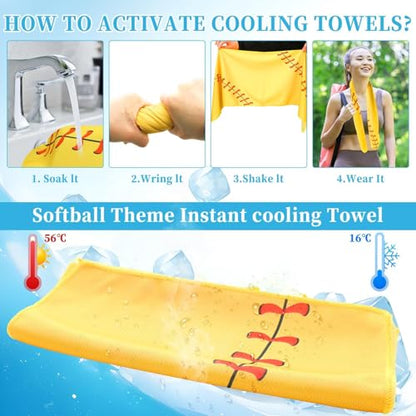 24 Pcs Softball Cooling Towel 40"x12" Sport Towels Breathable Chilly Baseball Ice Towel Fast Drying Microfiber Towel for Coach Team Gift Sport Party Favors (Yellow)