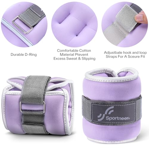 Sportneer Ankle Wrist Weights for Women Men, Pair of 1/2/4/6/10 LB Wearable Leg Arm Weights for Walking, Running, Pilates, Strength Training, Physical Therapy & Home Fitness