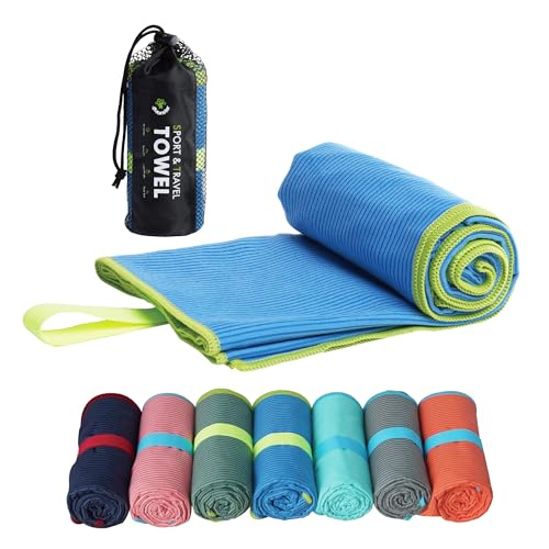 4Monster Microfiber Camping Towel - Quick Dry, Super Absorbent, Lightweight Travel Towel for Hiking, Beach, Gym, Backpacking, Yoga - Compact with Carry Bag (Blue, Small(31.50" x 15.80")) - color: Blue, size: Small(31.50" x 15.80")