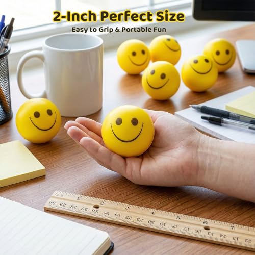 LovesTown 40PCS Stress Balls Bulk for Party Favors, 2 Inch Squeeze Toys for Kids Fidget Toys Stress Relief Gifts for Coworker Classroom Prize Party Supplies Goodie Bag Stuffer