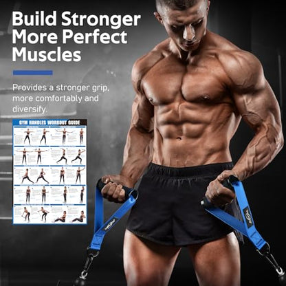 WALITO Exercise Handles, Replacement Cable Machine Attachments for Home Gym Equipment, Pulley System, Pilates, Resistance Bands, Strength Trainer, Heavy Duty Working Out Handles - color: Blue