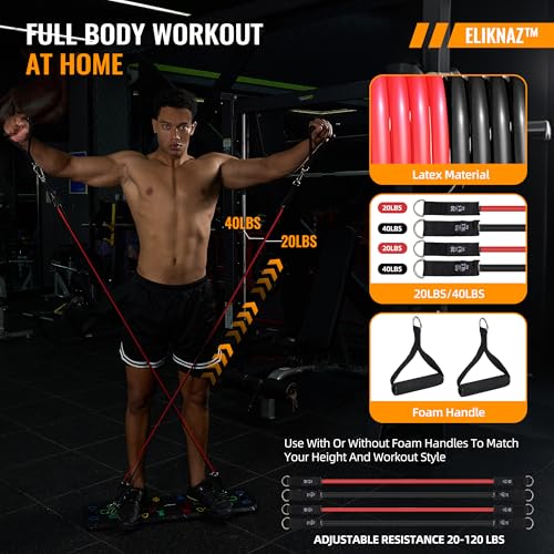 Portable Push Up Board Gym Kit 25-in-1, Foldable Push Up Station & Exercise Board Workout Set with 18 Accessories, Resistance Bands & Handles, Ankle Straps for Men, Women & Teens