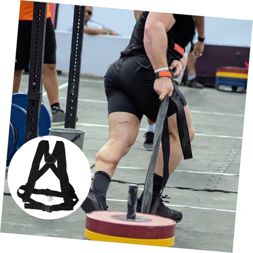 Sled Harness Tire Pulling Harness Fitness Workout Physical Training Resistance Rope Shoulder Strap for Running Sprinting (Black)