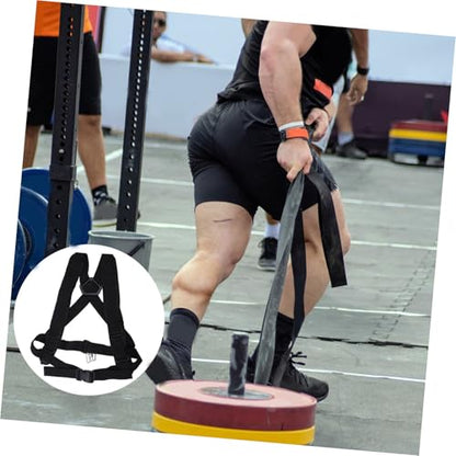 Sled Harness Tire Pulling Harness Fitness Workout Physical Training Resistance Rope Shoulder Strap for Running Sprinting (Black)