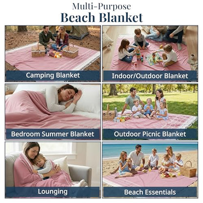 LANE LINEN Beach Blanket Sand Free & Extra Large Beach Towel - Candy Pink - color: 11: Candy Pink, size: Beach Blanket (82" x 82")