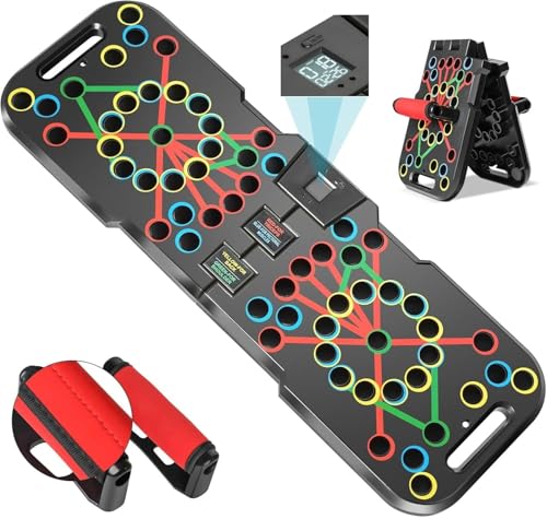 Push Up Board 60 in 1 with Smart Counter, Foldable Portable Home Gym System with Resistance Bands & Handles, Strength Training Equipment for Men & Women, Full Body Workout Kit