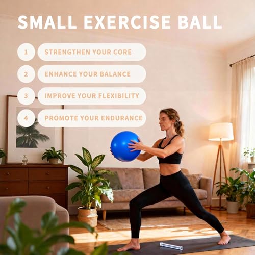 9 Inch Yoga Ball Anti Burst Slip Resistant，Soft Yoga Ball Fitness Ball for Yoga, Core Training, Barre, Stretching at Home Gym & Office