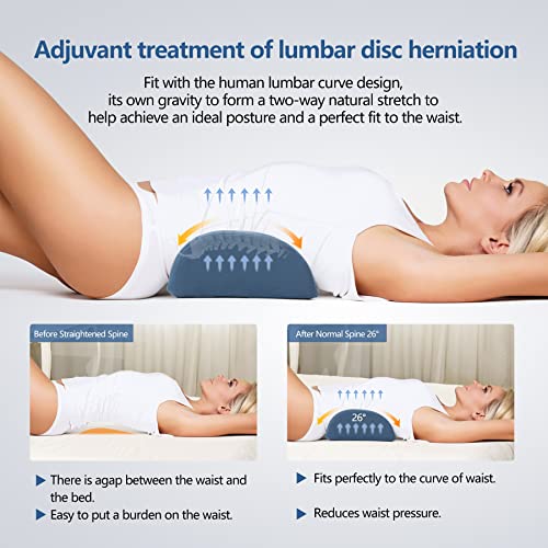 Cozyhealth Lumbar Support Pillow for Sleeping, Heated Lumbar Pillow with Graphene Heating for Lower Back Pain Relief, Memory Foam Lower Back Support Pillow Waist Cushion for Bed and Chair(Dark Blue)