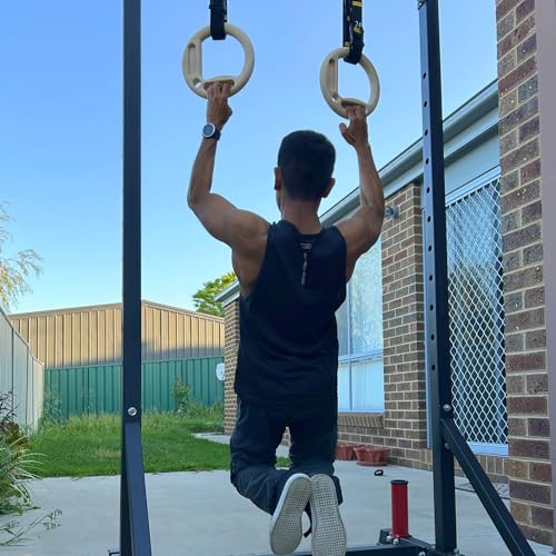 Name: Wood 32mm Gymnastic Rings with Finger Training hangboard | Wooden Gymnastics Rings | Portable Finger Training Board | Hang Grip Strengthener AU Gym Rings for Rock Climbing