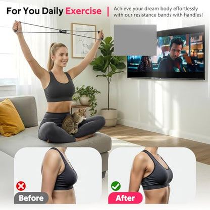 Resistance Bands, Figure 8 Fitness Exercise Bands with Handles - 8 Shaped Resistance Bands of 3 for Arm and Shoulder Stretch, Rope 8 Word Elastic for Women and Men - color: Light Gray, Dark Gray, Black