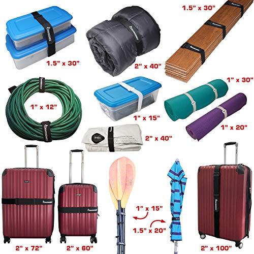 Elastic Reusable Cinch Straps 1.5" x 12" - 6 Pack Multipurpose Quality Hook and Loop Securing Straps