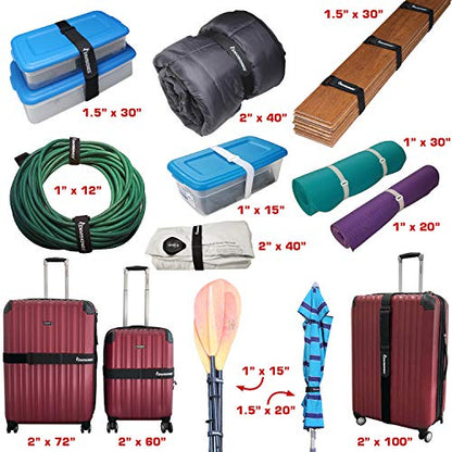 Elastic Reusable Cinch Straps 1.5" x 12" - 6 Pack Multipurpose Quality Hook and Loop Securing Straps