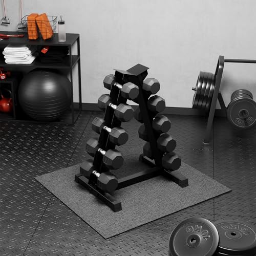 GarveeLife Premium Rubber Coated Hex Dumbbell Weight Set with Rack, Multiple Packages,350 LBS(5 pair) for Home Gym, Coated Hand Weights for Strength Training, Workouts