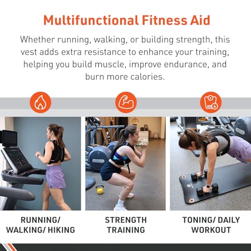 Body Sport Weighted Vest - 5lb/10lb/15lb/20lb/25lb/30lb - Fitness Vest with Refelctive Strips for Strength Training, Running, Walking, and Endurance Workouts - size: 15 lbs