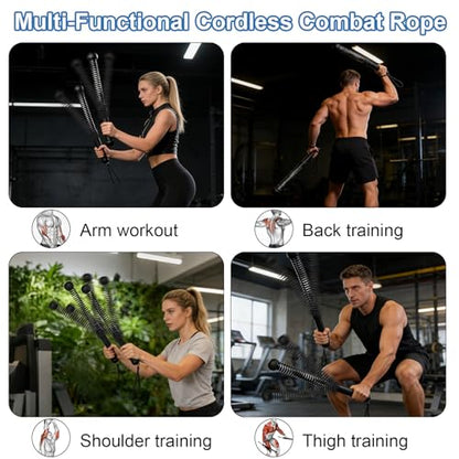 2pcs Weighted Ropeless Battle Ropes for Home Gym, Heavy Duty Weighted Cordless Battle Ropes for Men Women, Portable Exercise Workout Equipment for Strength Building, HIIT, SOGA para Ejercicios