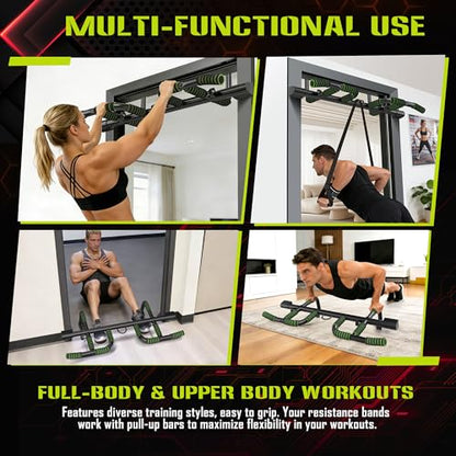 Pull Up Bar for Doorway Upgrade Multi-Grip Pullup Door Strength Training Pull-Up Bars Frame Chin Hanging Exercise Home Doorframe Dead Hang Without Screws Over the at Indoor No Way, Up To 440 Lbs