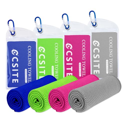 4 Pack Cooling Towels (47"x12") for Neck and Face, Ice Towel for Hot Weather, Soft Breathable Chilly Gym Towels, Microfiber Towel for Work Out, Yoga, Running, Camping & More Activities - color: Dark Blue/Gray/Green/Rose Red