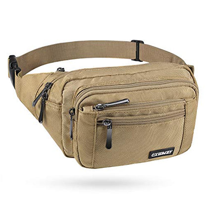 CXWMZY Fanny Packs For Women & Men Waist Pack Hip Bum Bag with Multi-Pockets Large Capacity Waterproof Casual Bum Bag for Disney Traveling Casual Cycling Running Hiking - color: Khaki