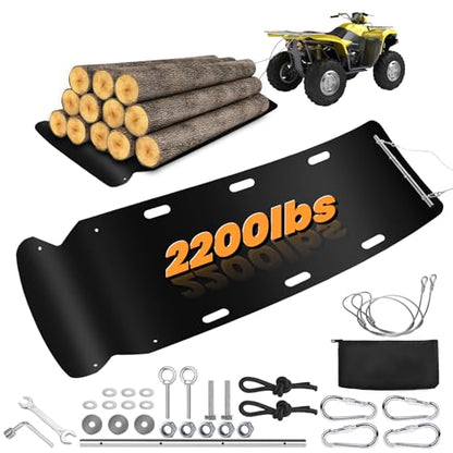 50"x114" Yard Drag Sled, 1/8 Inch Thickened HDPE 2200LBS Heavy Duty Yard Glider for ATV, UTV, Tractor, Utility Sled with Metal Pull Cables, Yard Drag Mat for Hauling Debris, Construction Materials