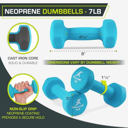 ProsourceFit Neoprene Dumbbell Coated for Non-Slip Grip - size: 7-Pound