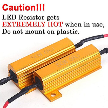 O-NEX 9006 LED Load Resistor Kit 50W 8ohm Headlight Bulb Relay Harness Adapter Anti Flicker Error Decoder Warning Canceller - size: 9005, 9006