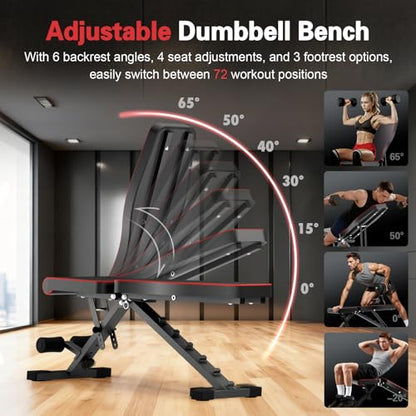 2026 ALSO GO New Adjustable Weight Bench, Workout Benches with Leg Extension, Foldable Incline Decline Bench Press, Roman Chair, Full Body Strength Training Equipment for Home Gym - color: Deep Black