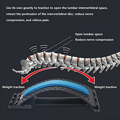 Back Massager Stretcher Equipment Massage Tools Massageador Magic Stretch Fitness Lumbar Support Relaxation Spine Pain Relief (Black) - color: Black