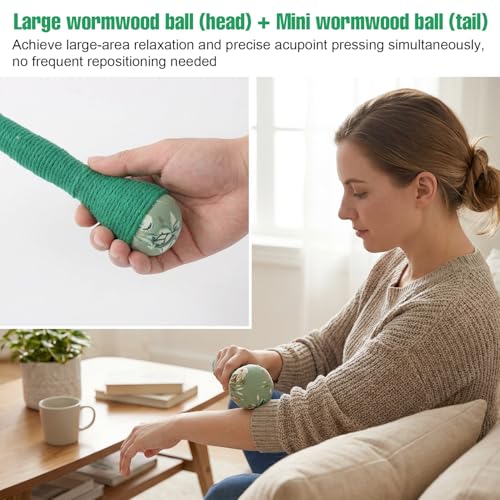 2PCS Long Size Lymphatic Drainage Hammer, Manual Body Massage Hammer, Anti Slip Longer Handheld Herbal Massage Hammer with Two Ends for Back Pain Relief (Light Green) - color: Light Green+light Green
