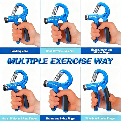 Grip Strength Trainer, Hand Grip Exerciser Strengthener with Adjustable Resistance 11-132 Lbs (5-60kg), Forearm Strengthener, Hand Exerciser for Muscle Building and Injury Recover 1 Pack