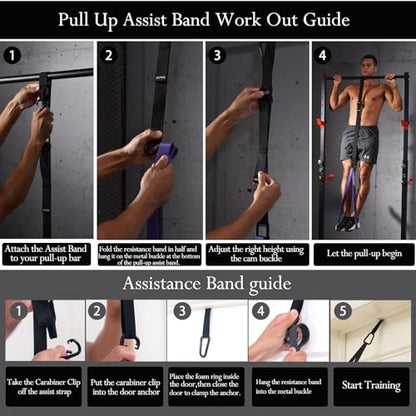 Ally Peaks Pull Up Assistance Bands，Heavy Duty Resistance Band for Pull Up Bar，Adjustable Weight/Size with Fabric Feet/Knee Rest Pull up bands,Up to 410lbs Assistance，resistance bands and assist bands