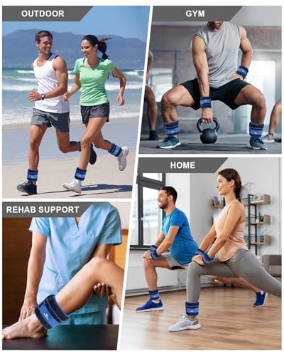 Fragraim Adjustable Ankle Weights 1-3/4/5/6/8/10/12/15/20 LBS Pair with Removable Weight for Jogging, Gymnastics, Aerobics, Physical Therapy - color: Blue, style: 6 lbs each( 12 lbs pair)