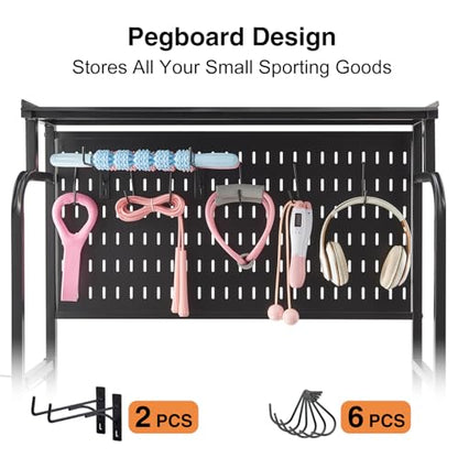 Lauren&Harold 56'' Taller Home Gym Storage Organizer with Hanging Board